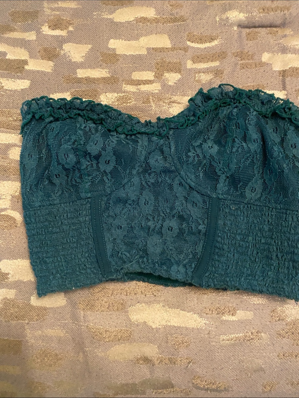 Free People Teal Lace Bandeau Crop Top